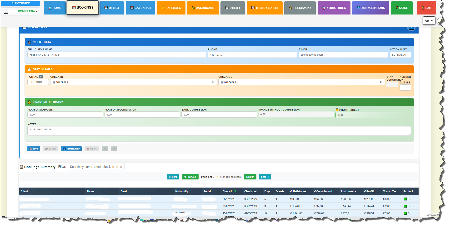 Prenotazioni HOSTGEST