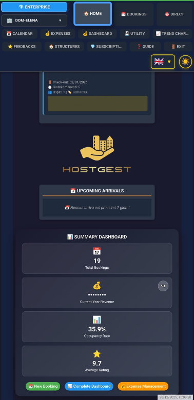 HOSTGEST Dashboard Mobile