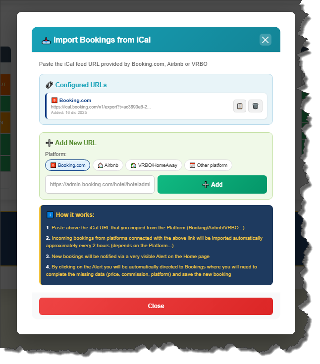 iCal Import HOSTGEST